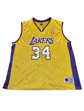 Champion Los Angeles Lakers Shaquille O’Neal Jersey Large 44 Gold Men Shaq NBA